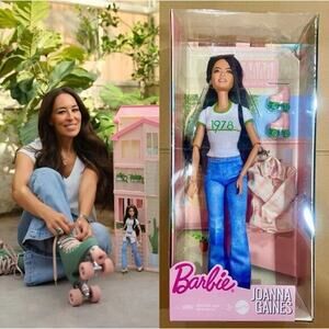 NRFB Joanna Gaines Barbie Doll Roller Skates Flannel Hearth & Hand Made to Move